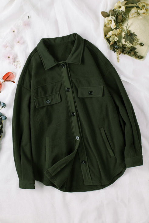 Turn Down Collar Buttoned Shirt Jacket